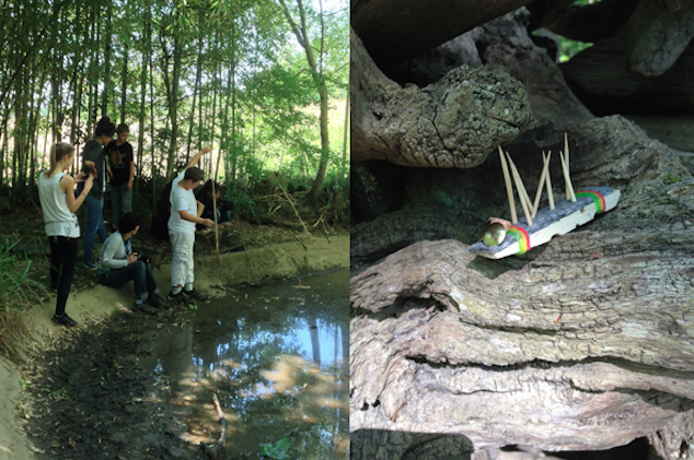 Théodora Barat et les élèves de 5ème S pendant le tournage, mai 2014. Photo Corinne Crabos.