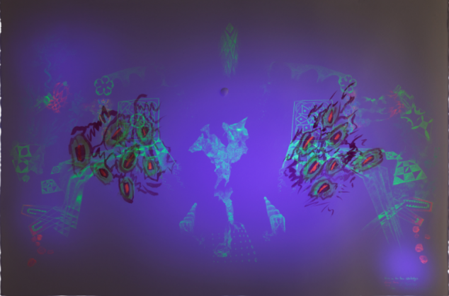 Vivre sur une terre d'archéologie #2 - Pompéi / Herculanum, dessin fluorescent, photo @Katrin Backes 2016